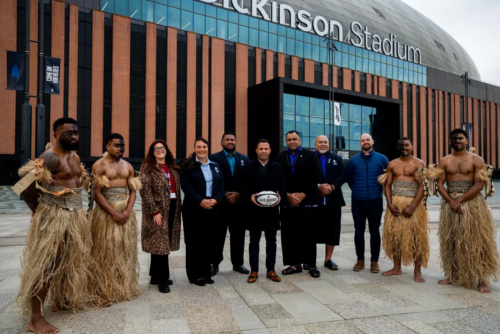 FIJI RUGBY TEAM OUTSIDE STADIUM 